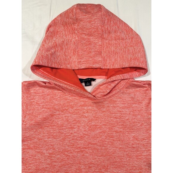 Emily B Fleece Lined Hoodie Hooded Sweatshirt Women L Coral Orange Soft Cozy EUC - Picture 5 of 15